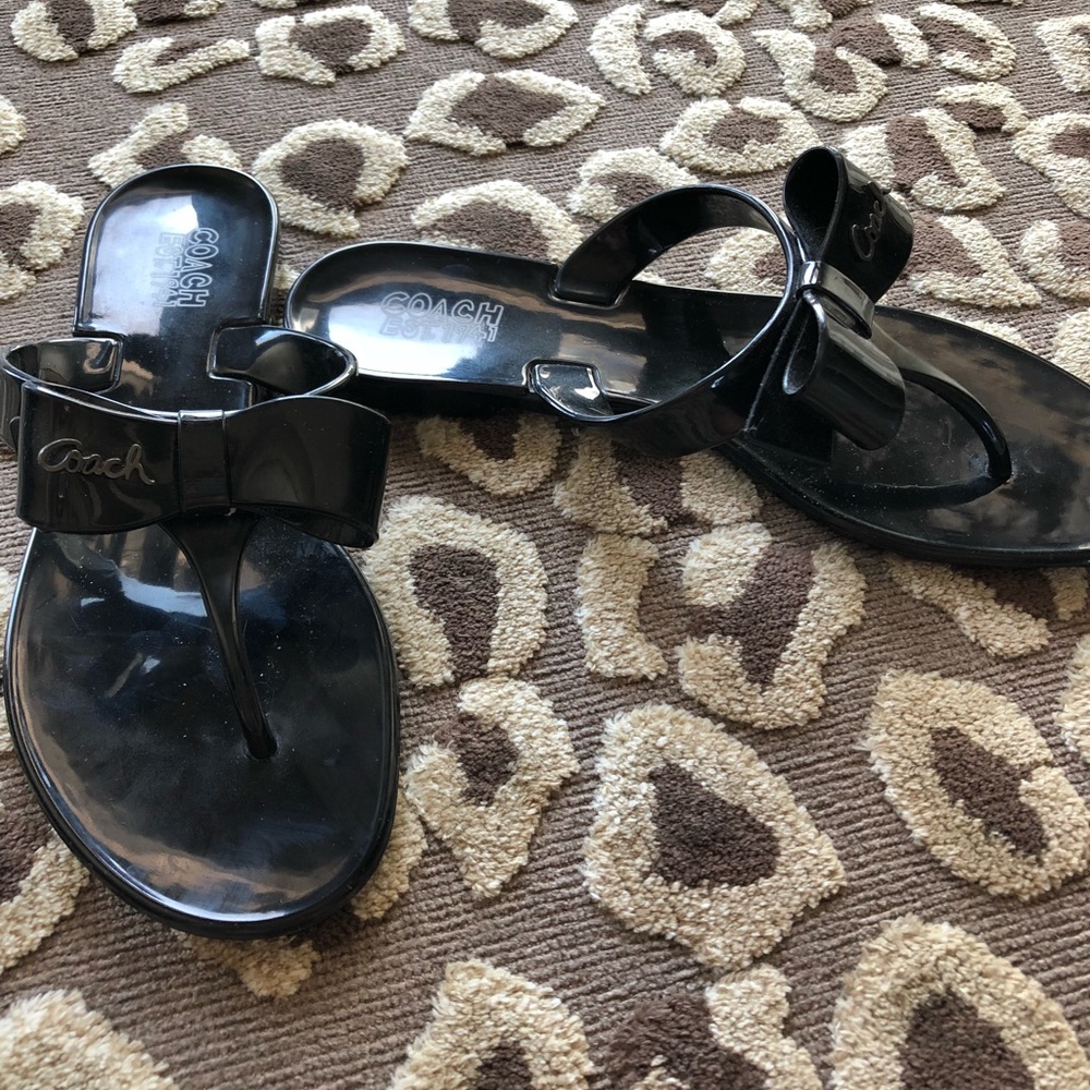 COACH black jelly bow sandals size 7